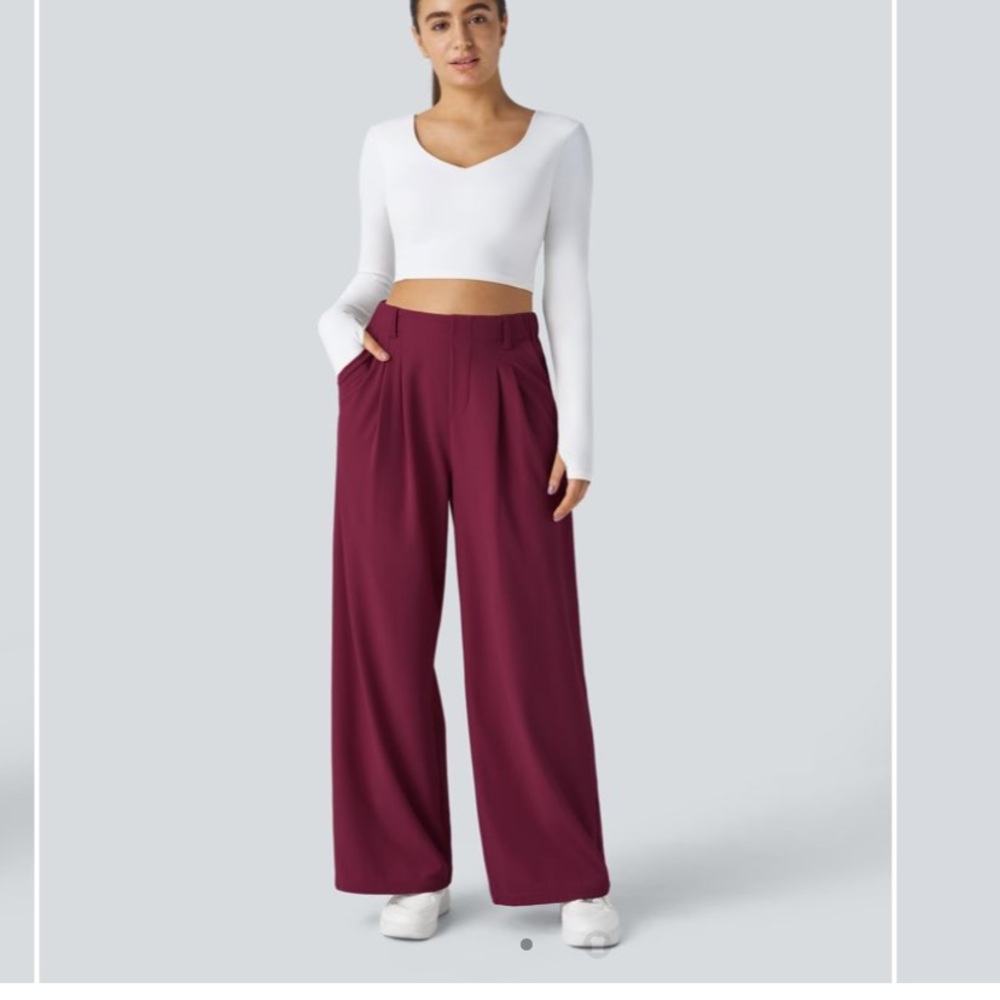HALARA Wide Leg Pants in Burgundy - Picture 6 of 6